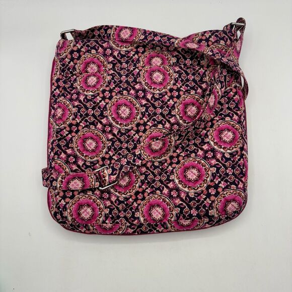 Vera Bradley Iconic Triple Zip Hipster Crossbody Bag Purse Raspberry Medallion - Picture 2 of 16